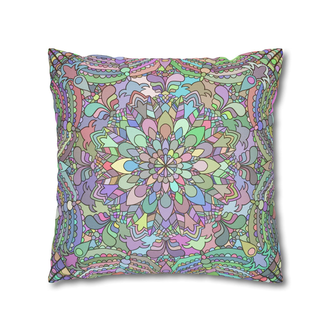 Spun Polyester Square Pillowcase Mandala Art - Original Fine Art - Hand - drawn - Pastel colors - Blululi