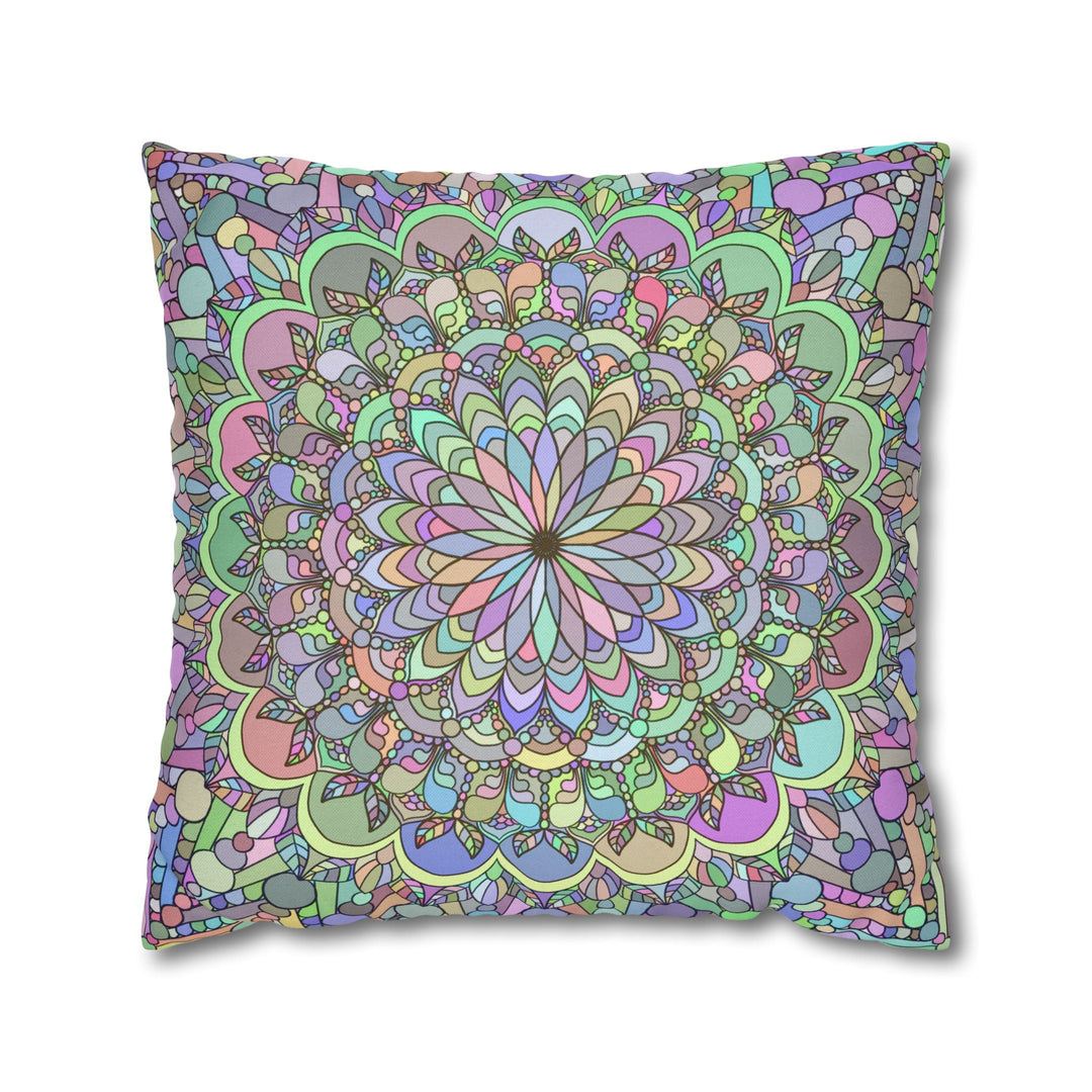 Spun Polyester Square Pillowcase Mandala Art - Original Fine Art - Hand - drawn - Pastel colors - Blululi