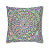 Spun Polyester Square Pillowcase Mandala Art - Original Fine Art - Hand - drawn - Pastel colors - Blululi