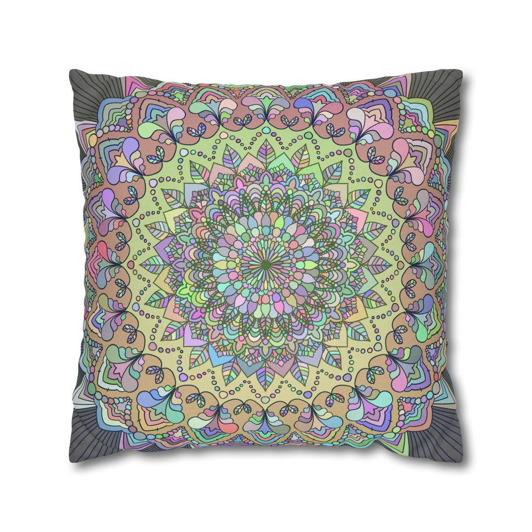 Spun Polyester Square Pillowcase Mandala Art - Original Fine Art - Hand - drawn - Pastel colors - Blululi