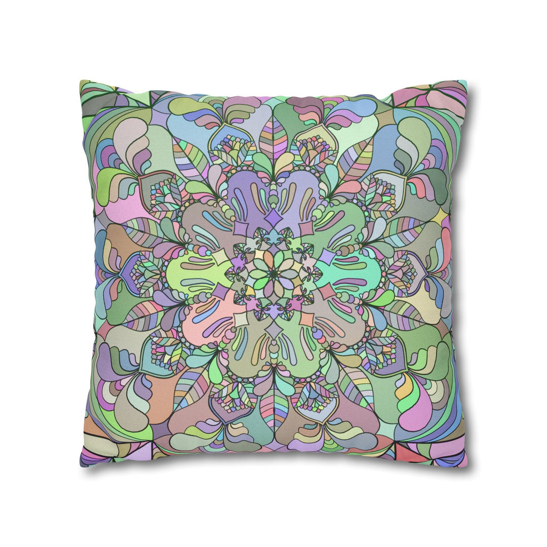 Spun Polyester Square Pillowcase Mandala Art - Original Fine Art - Hand - drawn - Pastel colors - Blululi