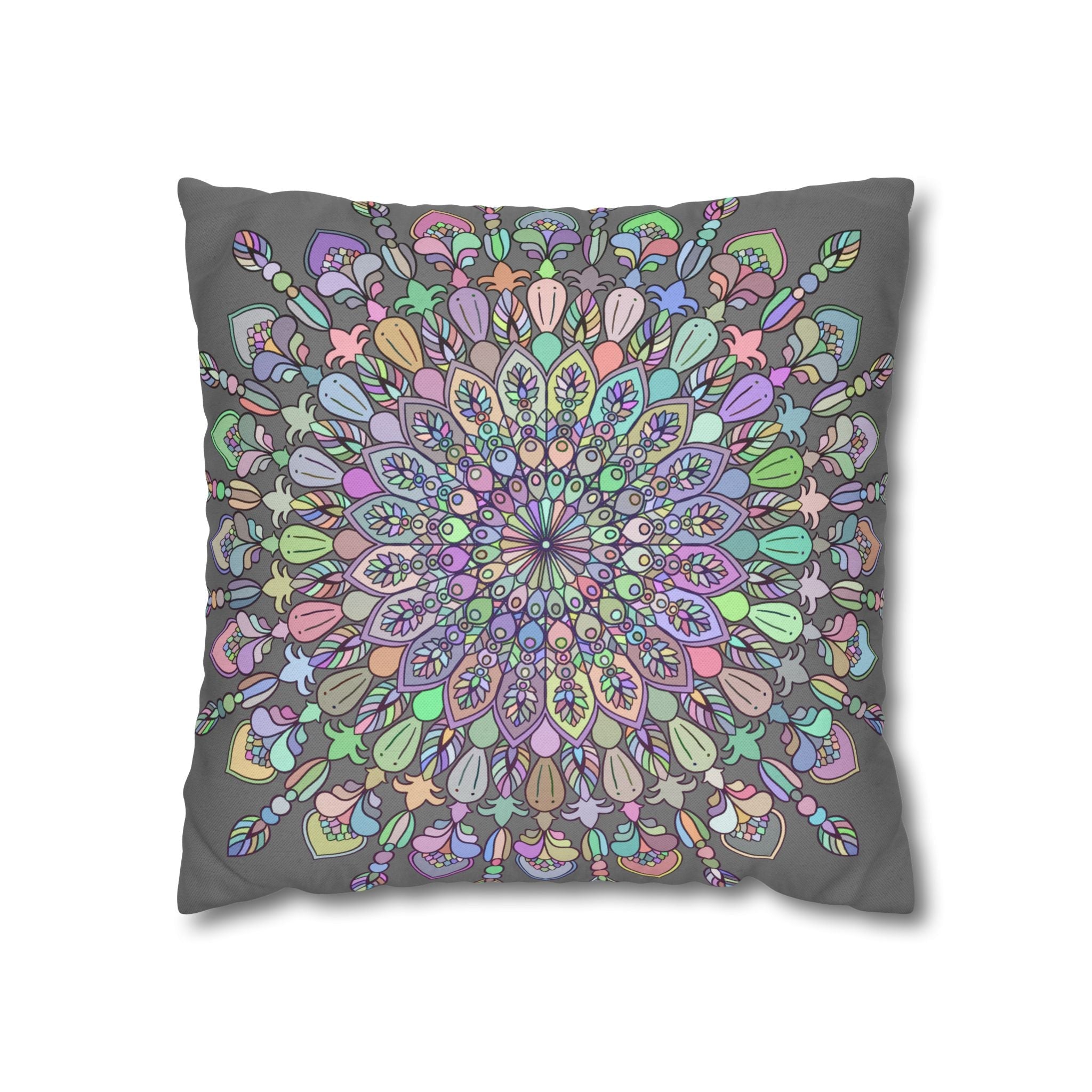 Spun Polyester Square Pillowcase Mandala Art - Original Fine Art - Hand - drawn - Pastel colors - Blululi