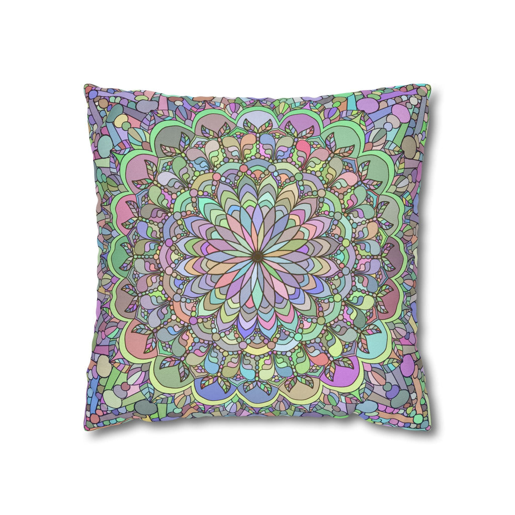 Spun Polyester Square Pillowcase Mandala Art - Original Fine Art - Hand - drawn - Pastel colors - Blululi