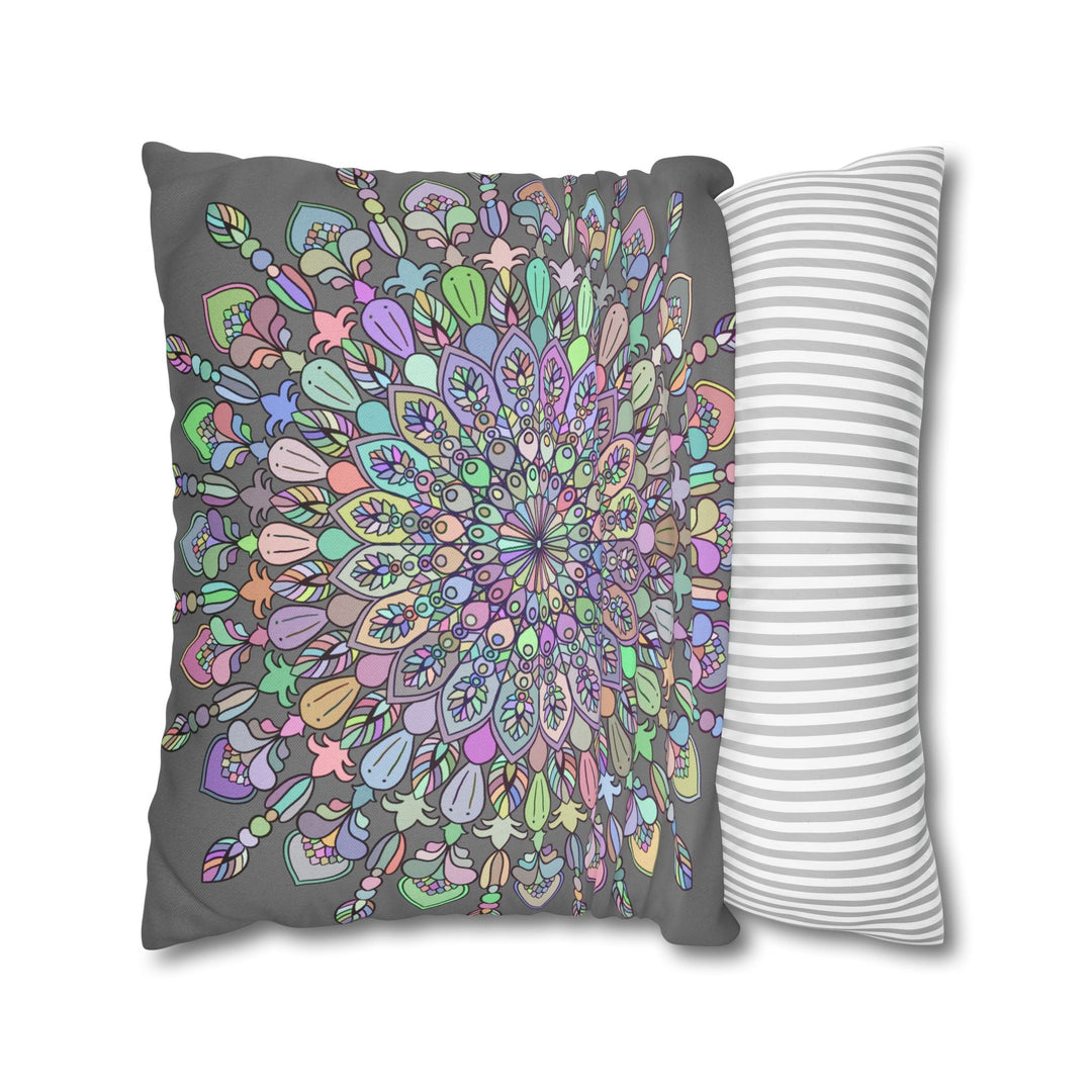 Spun Polyester Square Pillowcase Mandala Art - Original Fine Art - Hand - drawn - Pastel colors - Blululi