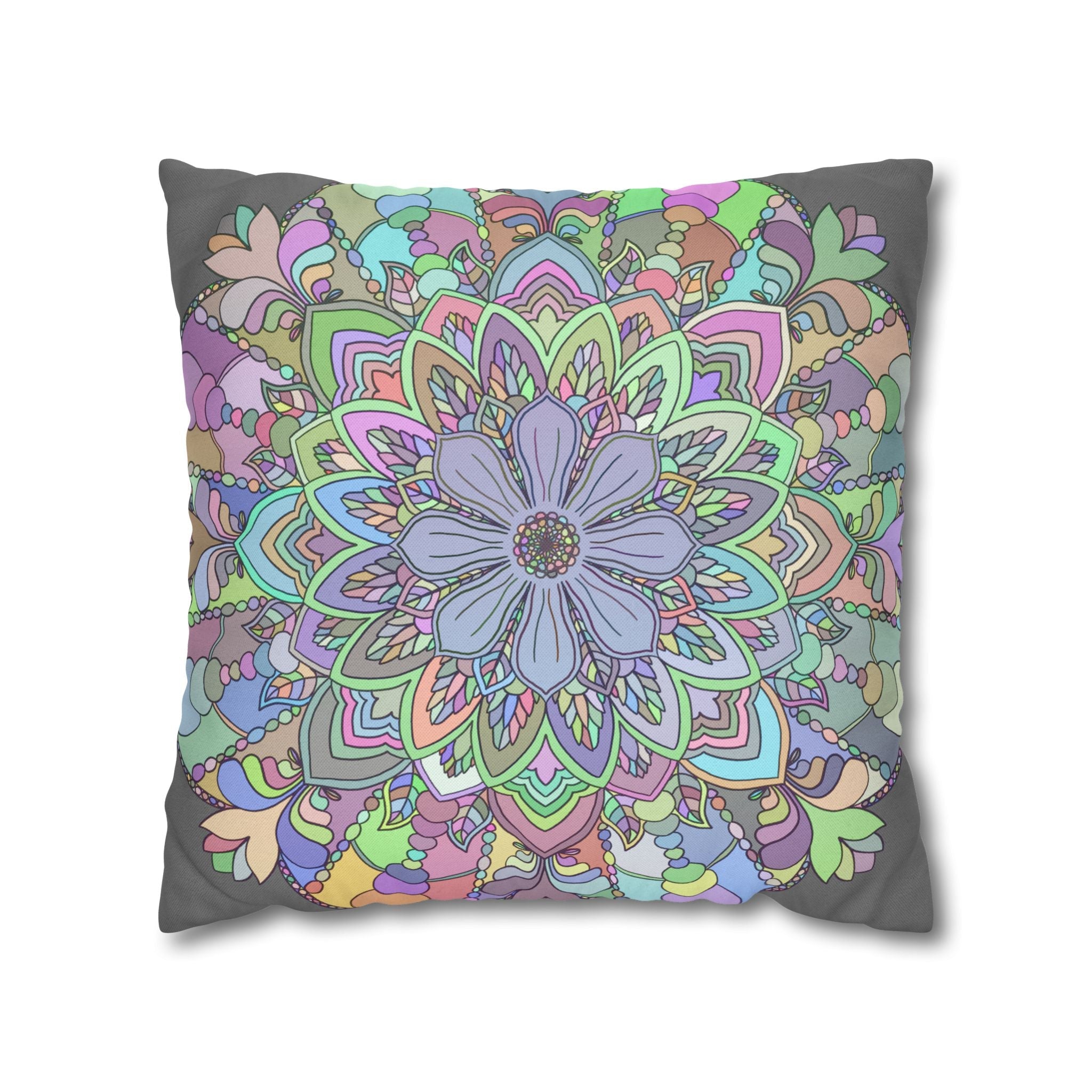 Spun Polyester Square Pillowcase Mandala Art - Original Fine Art - Hand - drawn - Pastel colors - Blululi