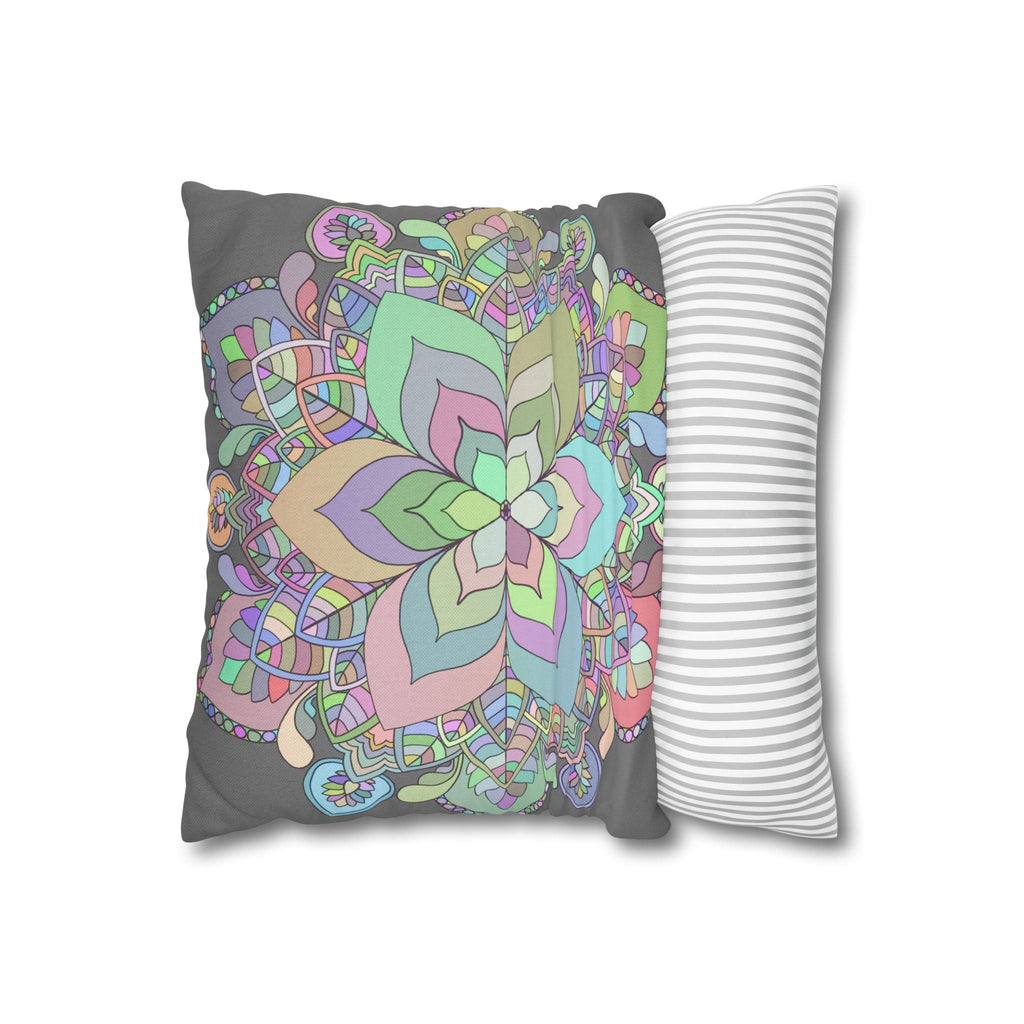 Spun Polyester Square Pillowcase Mandala Art - Original Fine Art - Hand - drawn - Pastel colors - Blululi