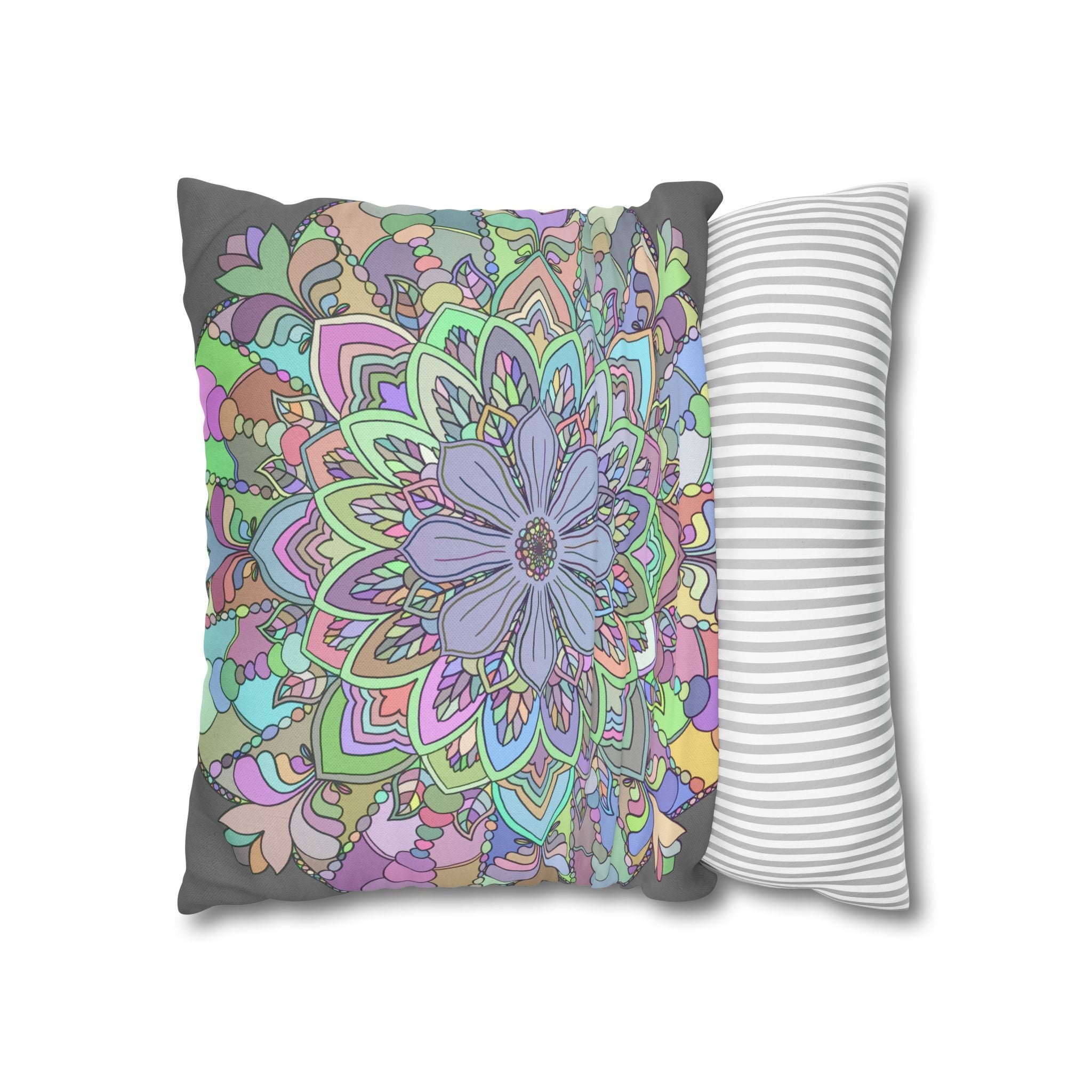 Spun Polyester Square Pillowcase Mandala Art - Original Fine Art - Hand - drawn - Pastel colors - Blululi