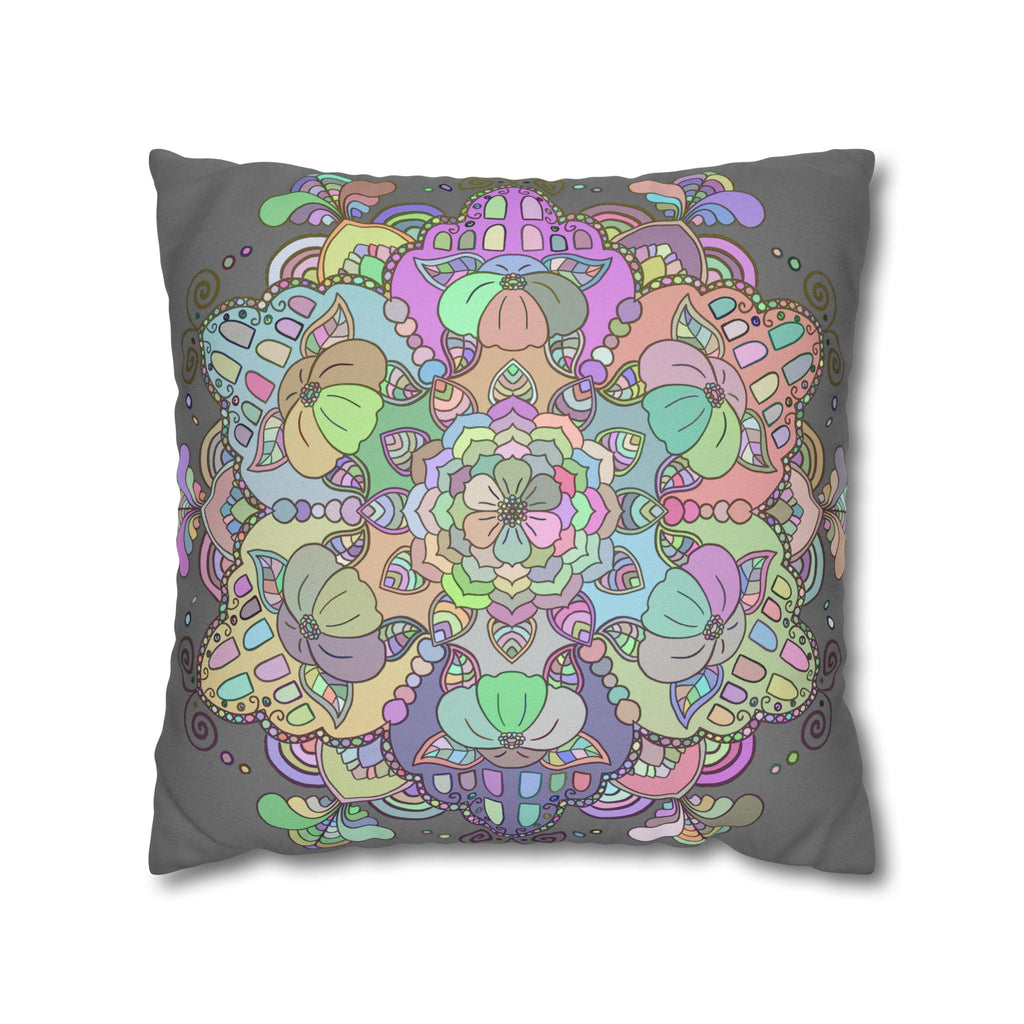 Spun Polyester Square Pillowcase Mandala Art - Original Fine Art - Hand - drawn - Pastel colors - Blululi