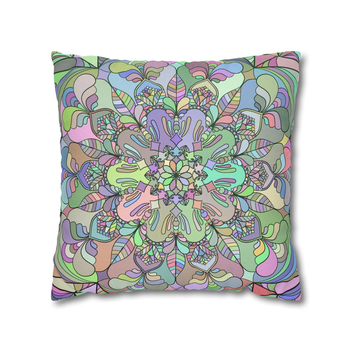 Spun Polyester Square Pillowcase Mandala Art - Original Fine Art - Hand - drawn - Pastel colors - Blululi