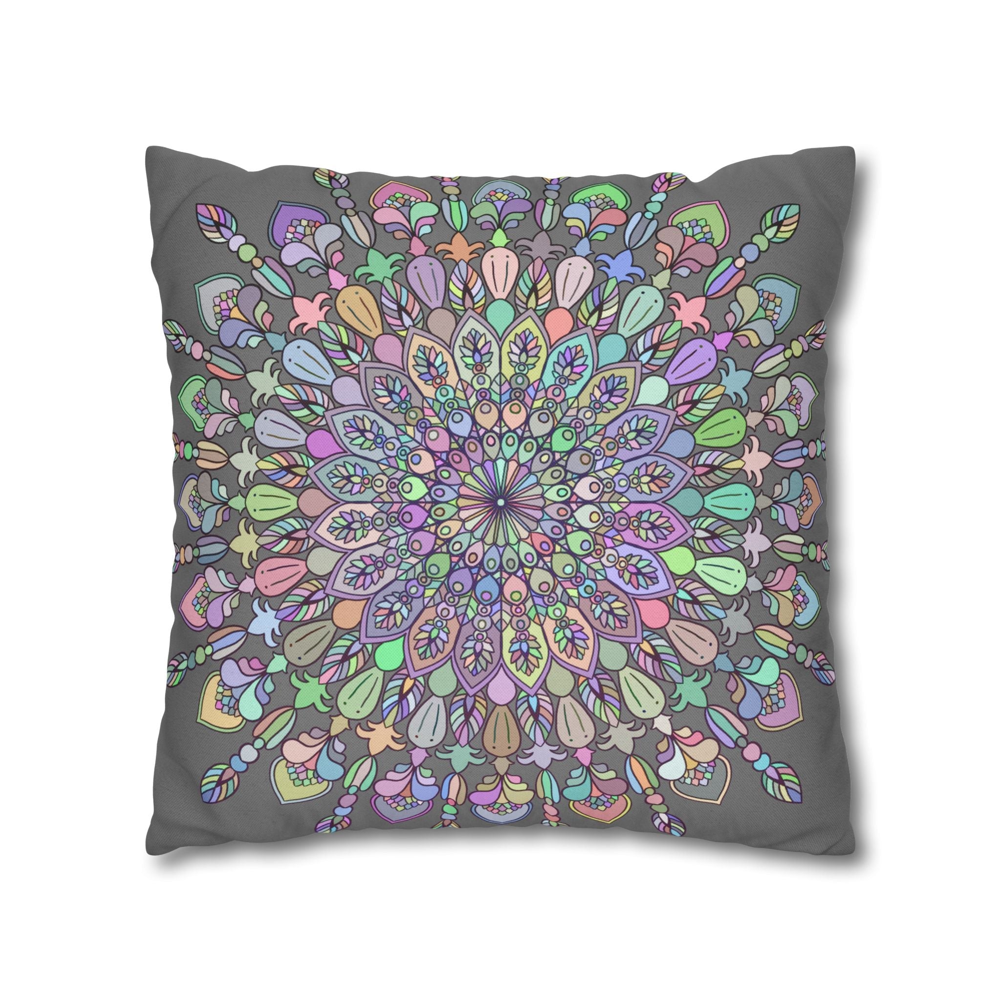 Spun Polyester Square Pillowcase Mandala Art - Original Fine Art - Hand - drawn - Pastel colors - Blululi