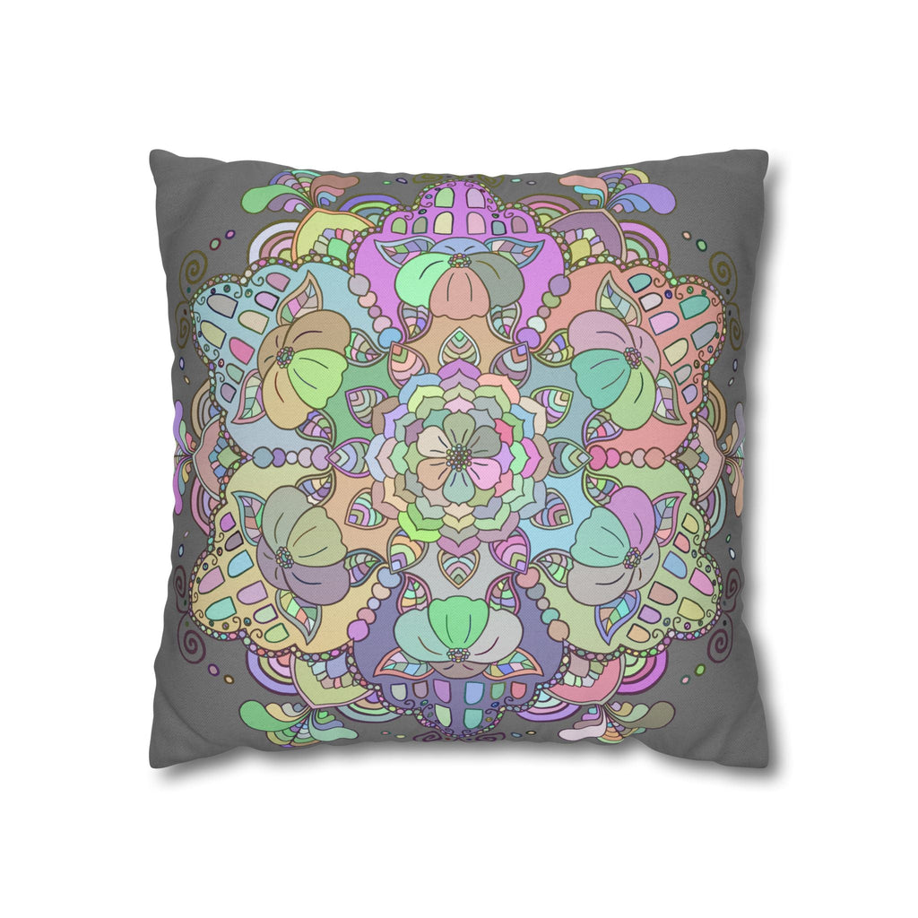 Spun Polyester Square Pillowcase Mandala Art - Original Fine Art - Hand - drawn - Pastel colors - Blululi