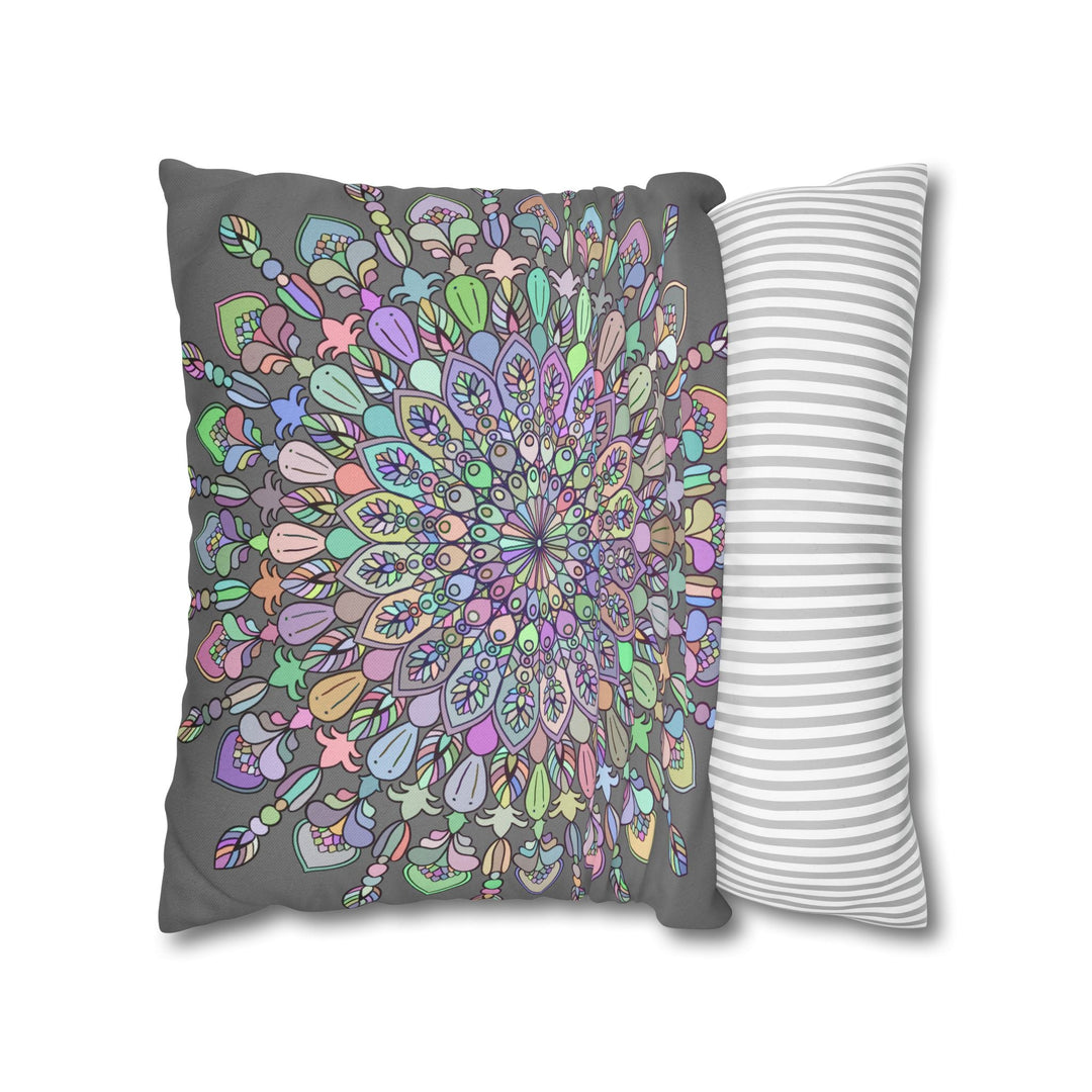 Spun Polyester Square Pillowcase Mandala Art - Original Fine Art - Hand - drawn - Pastel colors - Blululi