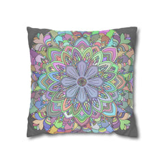 Spun Polyester Square Pillowcase Mandala Art - Original Fine Art - Hand - drawn - Pastel colors - Blululi