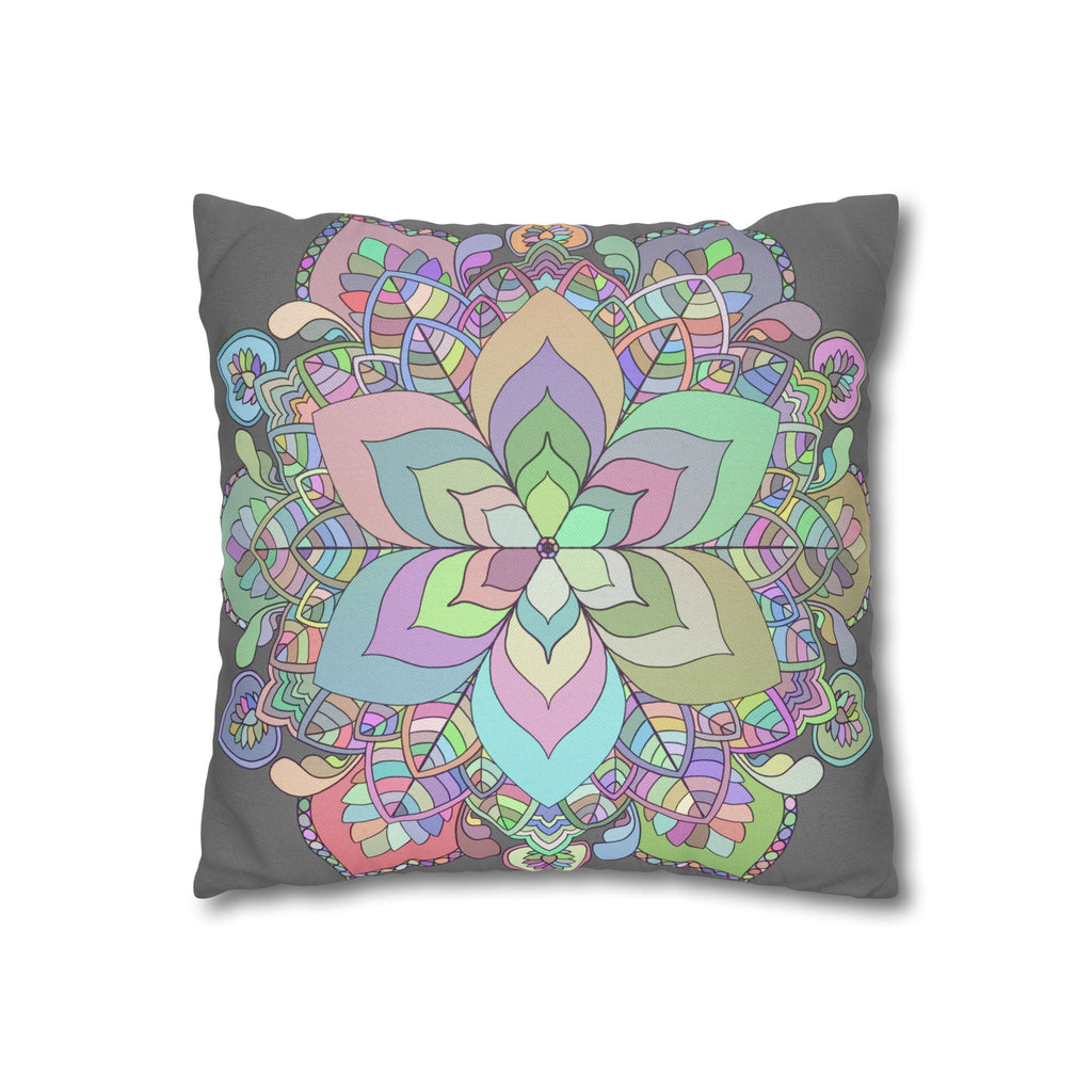 Spun Polyester Square Pillowcase Mandala Art - Original Fine Art - Hand - drawn - Pastel colors - Blululi