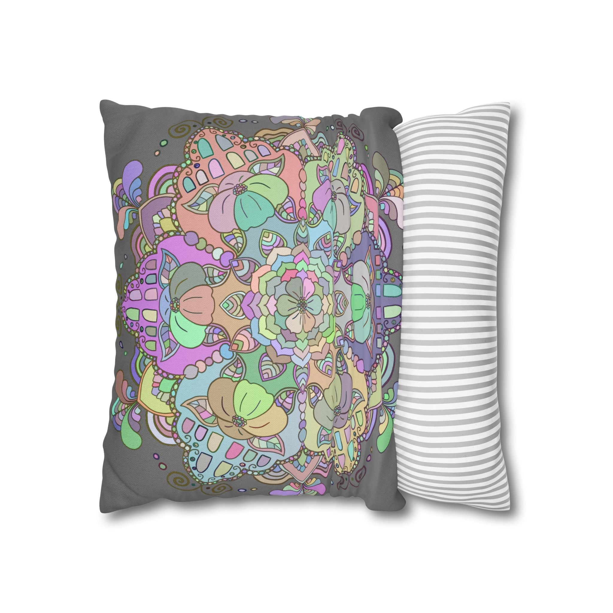 Spun Polyester Square Pillowcase Mandala Art - Original Fine Art - Hand - drawn - Pastel colors - Blululi