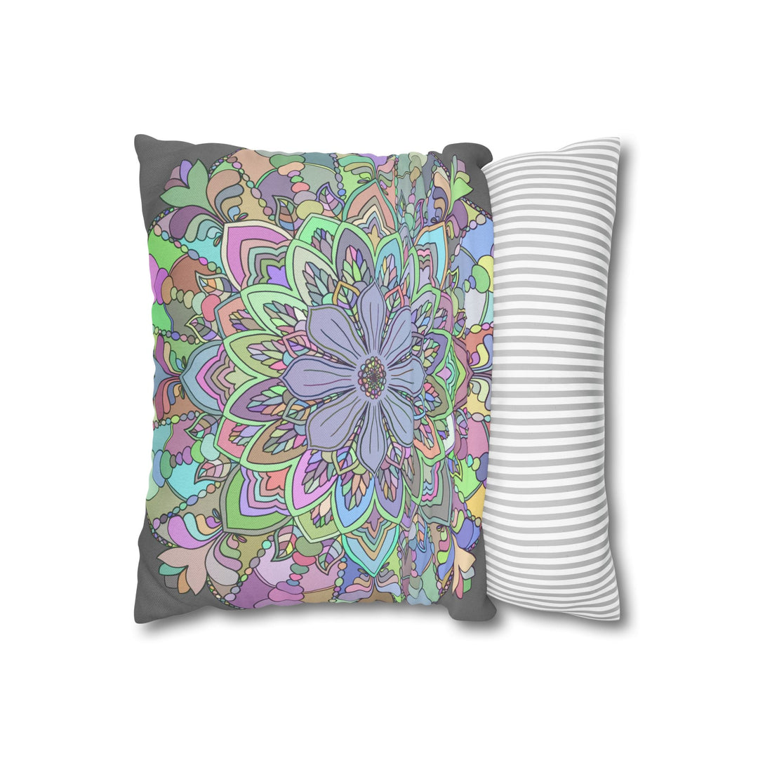 Spun Polyester Square Pillowcase Mandala Art - Original Fine Art - Hand - drawn - Pastel colors - Blululi