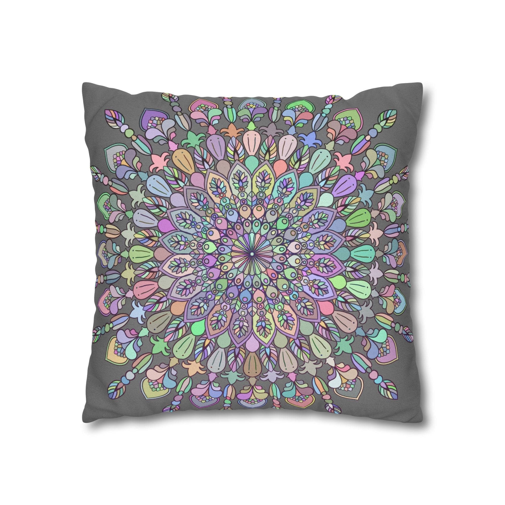 Spun Polyester Square Pillowcase Mandala Art - Original Fine Art - Hand - drawn - Pastel colors - Blululi