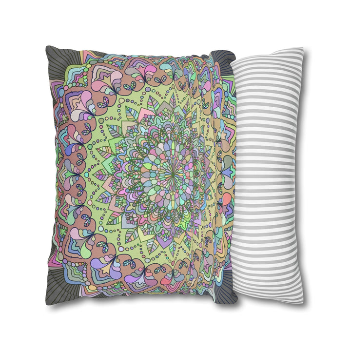 Spun Polyester Square Pillowcase Mandala Art - Original Fine Art - Hand - drawn - Pastel colors - Blululi