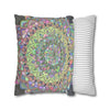 Spun Polyester Square Pillowcase Mandala Art - Original Fine Art - Hand - drawn - Pastel colors - Blululi