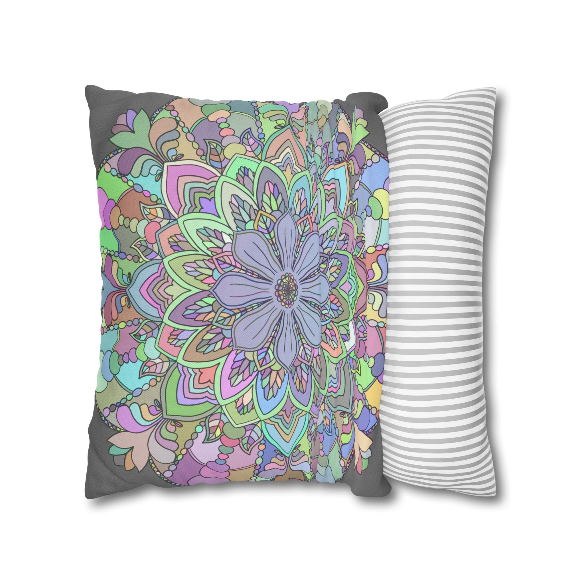 Spun Polyester Square Pillowcase Mandala Art - Original Fine Art - Hand - drawn - Pastel colors - Blululi