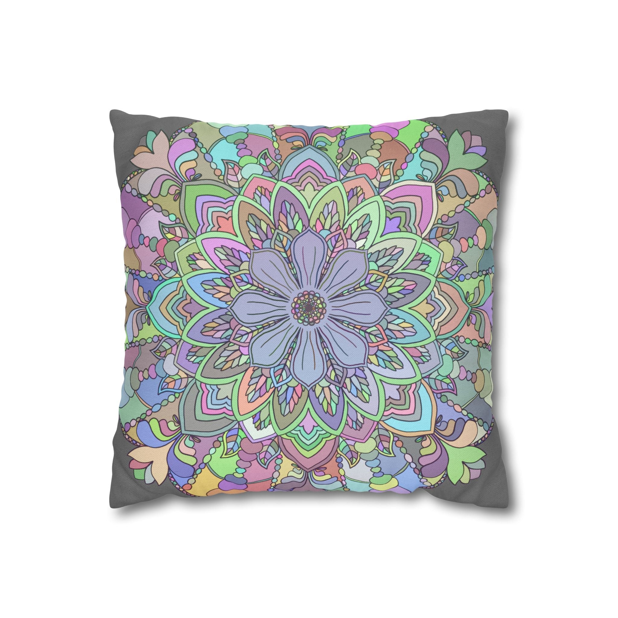 Spun Polyester Square Pillowcase Mandala Art - Original Fine Art - Hand - drawn - Pastel colors - Blululi