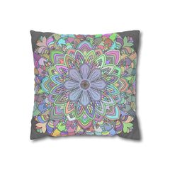 Spun Polyester Square Pillowcase Mandala Art - Original Fine Art - Hand - drawn - Pastel colors - Blululi