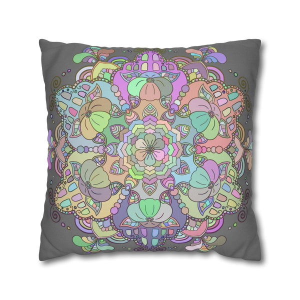 Spun Polyester Square Pillowcase Mandala Art - Original Fine Art - Hand - drawn - Pastel colors - Blululi