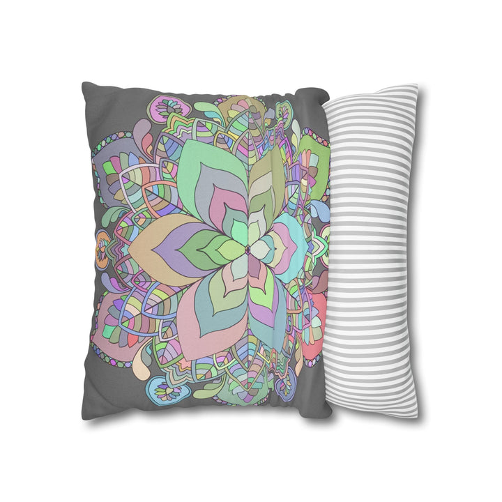 Spun Polyester Square Pillowcase Mandala Art - Original Fine Art - Hand - drawn - Pastel colors - Blululi