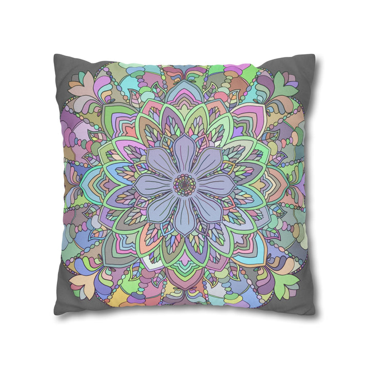 Spun Polyester Square Pillowcase Mandala Art - Original Fine Art - Hand - drawn - Pastel colors - Blululi