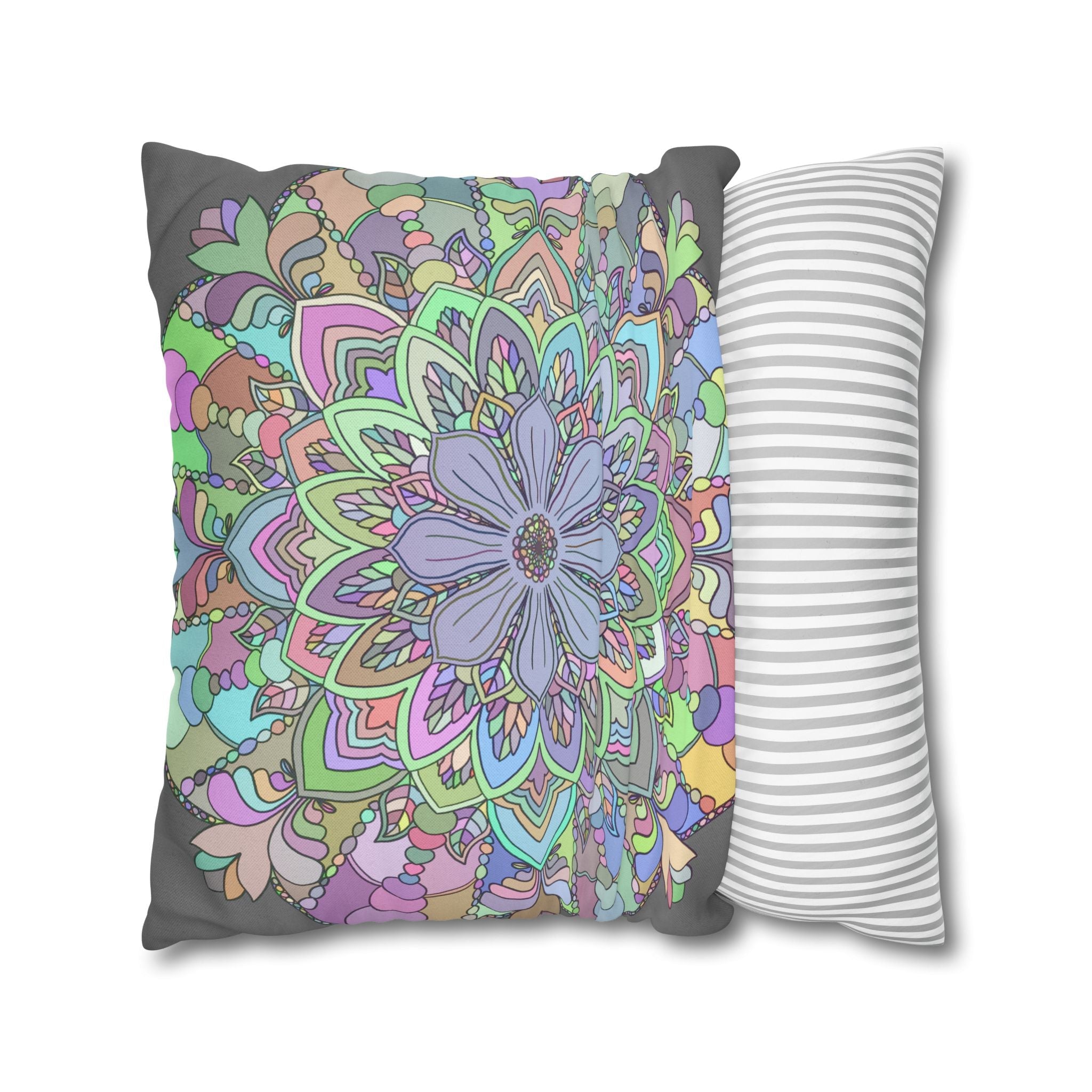 Spun Polyester Square Pillowcase Mandala Art - Original Fine Art - Hand - drawn - Pastel colors - Blululi