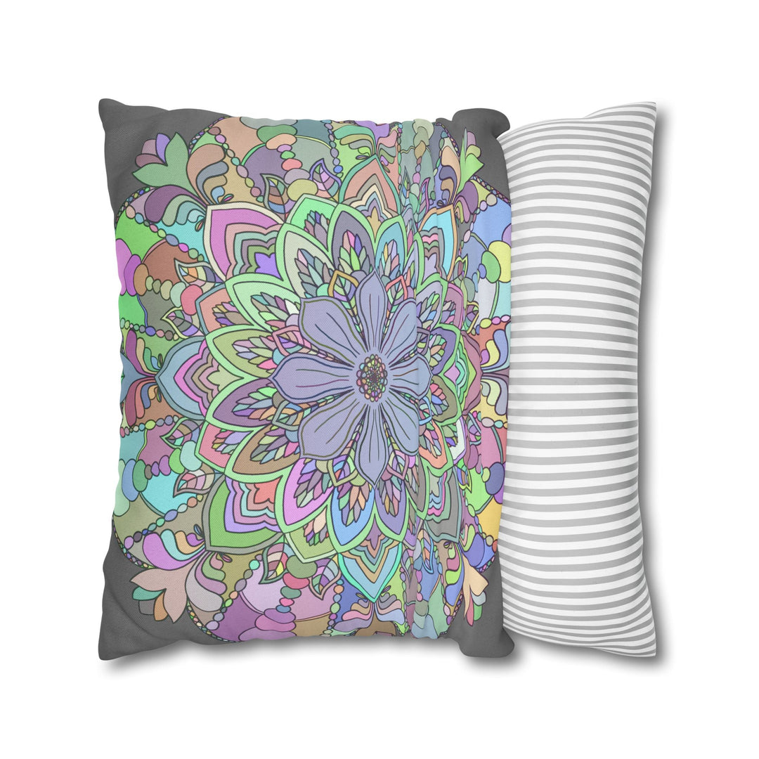 Spun Polyester Square Pillowcase Mandala Art - Original Fine Art - Hand - drawn - Pastel colors - Blululi