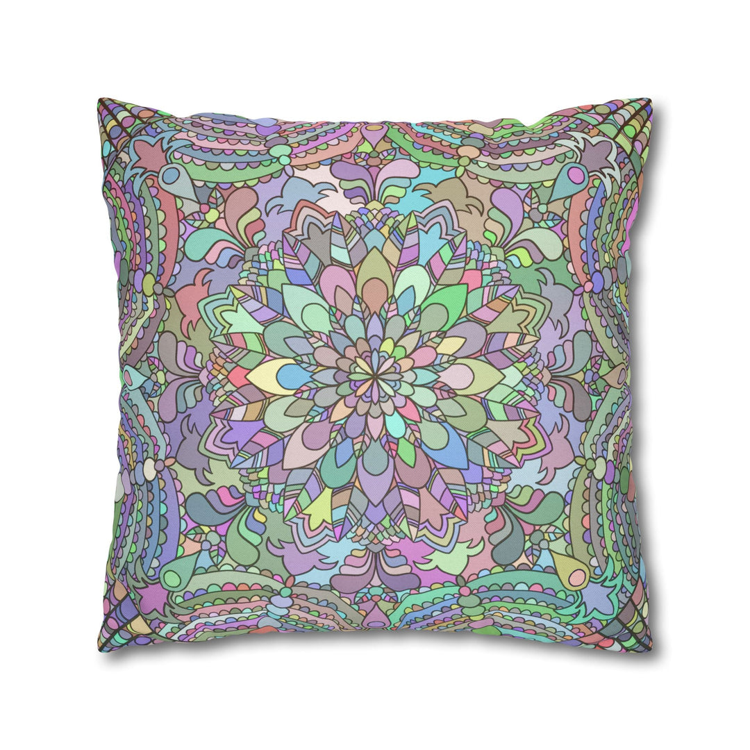 Spun Polyester Square Pillowcase Mandala Art - Original Fine Art - Hand - drawn - Pastel colors - Blululi