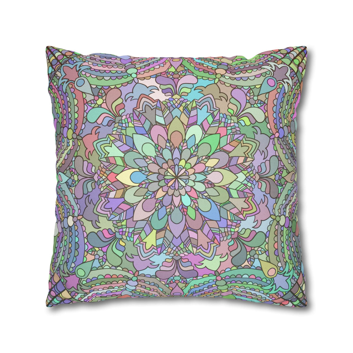 Spun Polyester Square Pillowcase Mandala Art - Original Fine Art - Hand - drawn - Pastel colors - Blululi