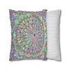 Spun Polyester Square Pillowcase Mandala Art - Original Fine Art - Hand - drawn - Pastel colors - Blululi