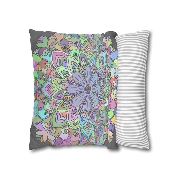 Spun Polyester Square Pillowcase Mandala Art - Original Fine Art - Hand - drawn - Pastel colors - Blululi