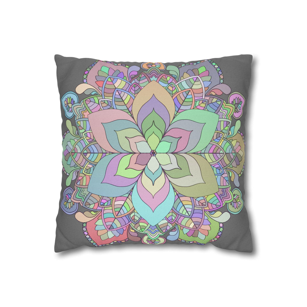 Spun Polyester Square Pillowcase Mandala Art - Original Fine Art - Hand - drawn - Pastel colors - Blululi