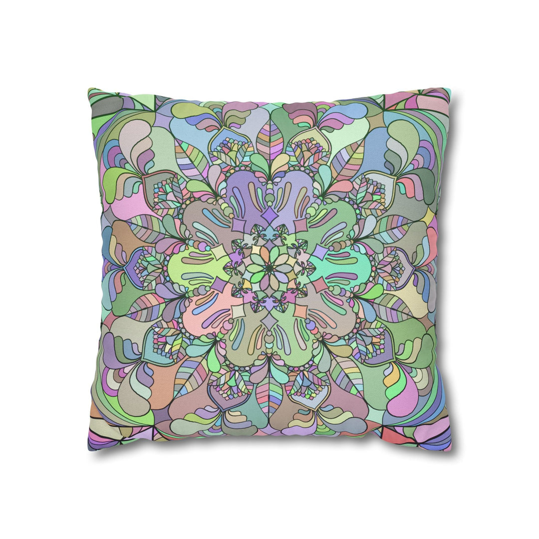 Spun Polyester Square Pillowcase Mandala Art - Original Fine Art - Hand - drawn - Pastel colors - Blululi