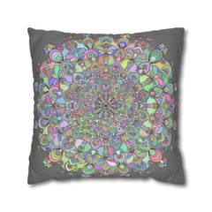 Spun Polyester Square Pillowcase Mandala Art - Original Fine Art - Hand - drawn - Pastel colors - Blululi