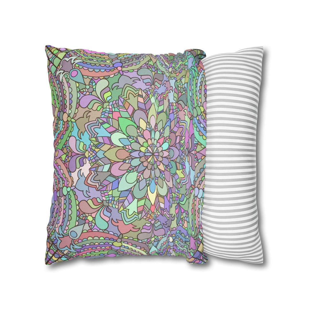 Spun Polyester Square Pillowcase Mandala Art - Original Fine Art - Hand - drawn - Pastel colors - Blululi