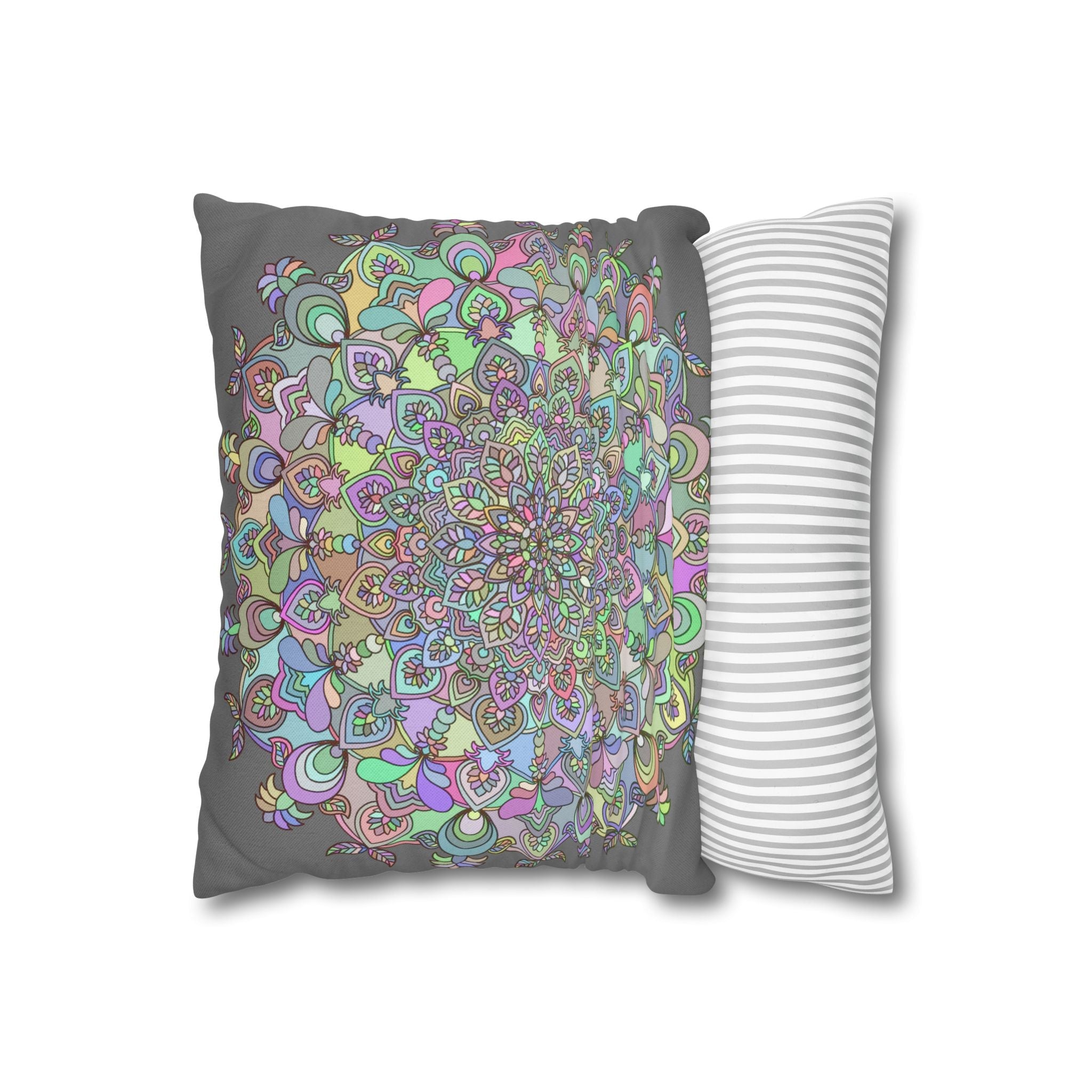 Spun Polyester Square Pillowcase Mandala Art - Original Fine Art - Hand - drawn - Pastel colors - Blululi