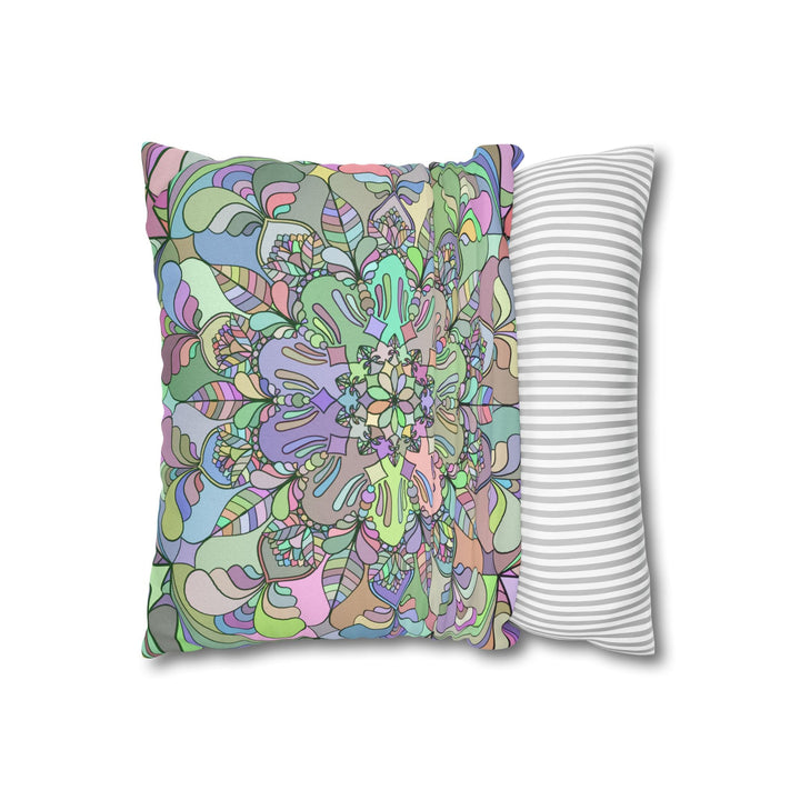 Spun Polyester Square Pillowcase Mandala Art - Original Fine Art - Hand - drawn - Pastel colors - Blululi