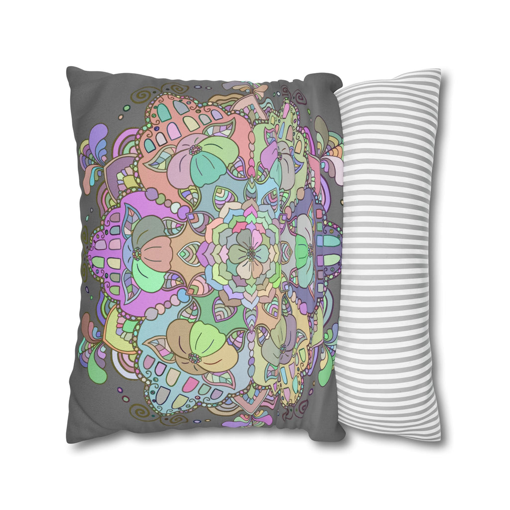 Spun Polyester Square Pillowcase Mandala Art - Original Fine Art - Hand - drawn - Pastel colors - Blululi