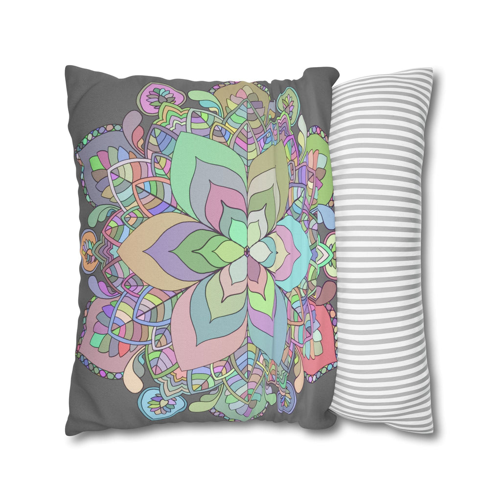 Spun Polyester Square Pillowcase Mandala Art - Original Fine Art - Hand - drawn - Pastel colors - Blululi