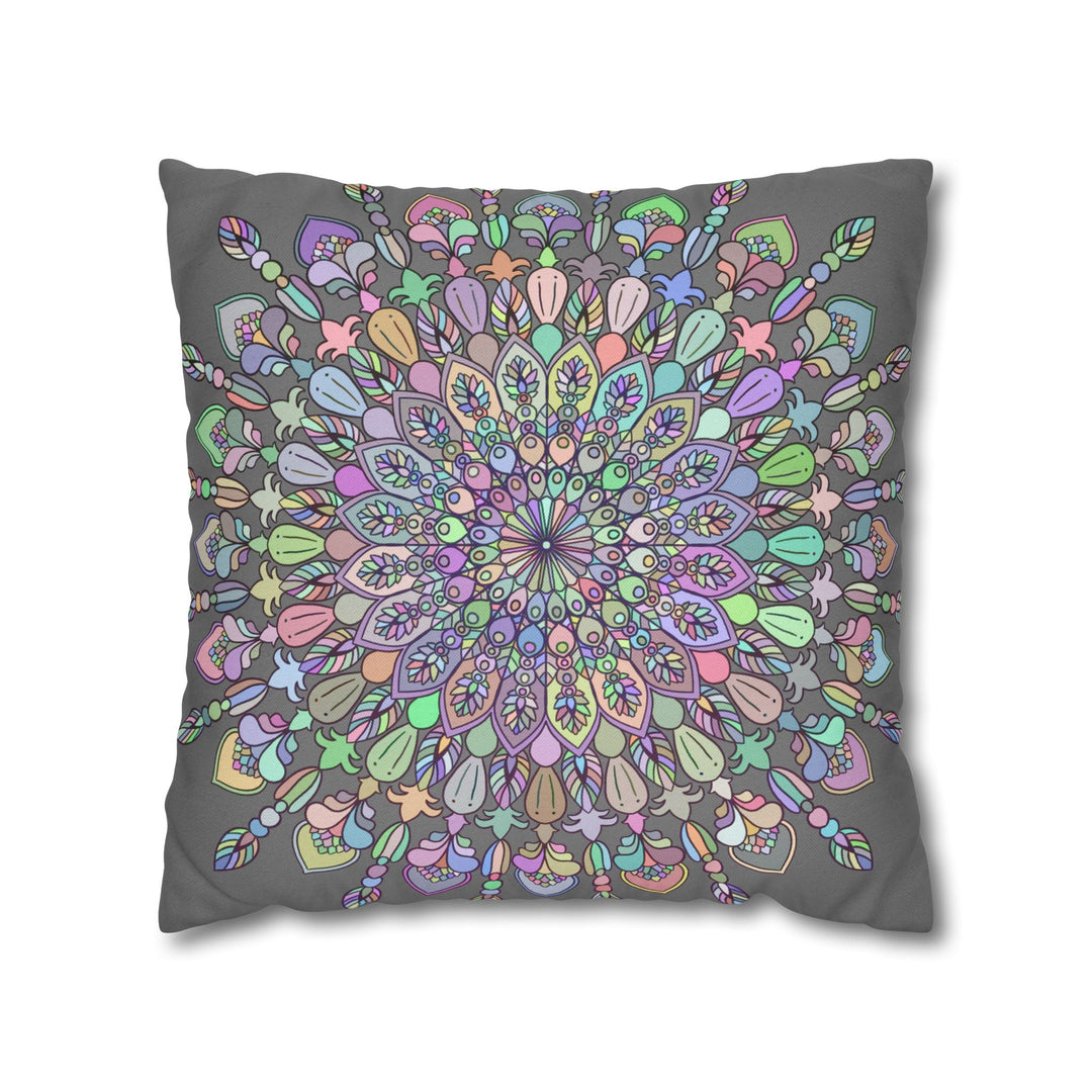 Spun Polyester Square Pillowcase Mandala Art - Original Fine Art - Hand - drawn - Pastel colors - Blululi