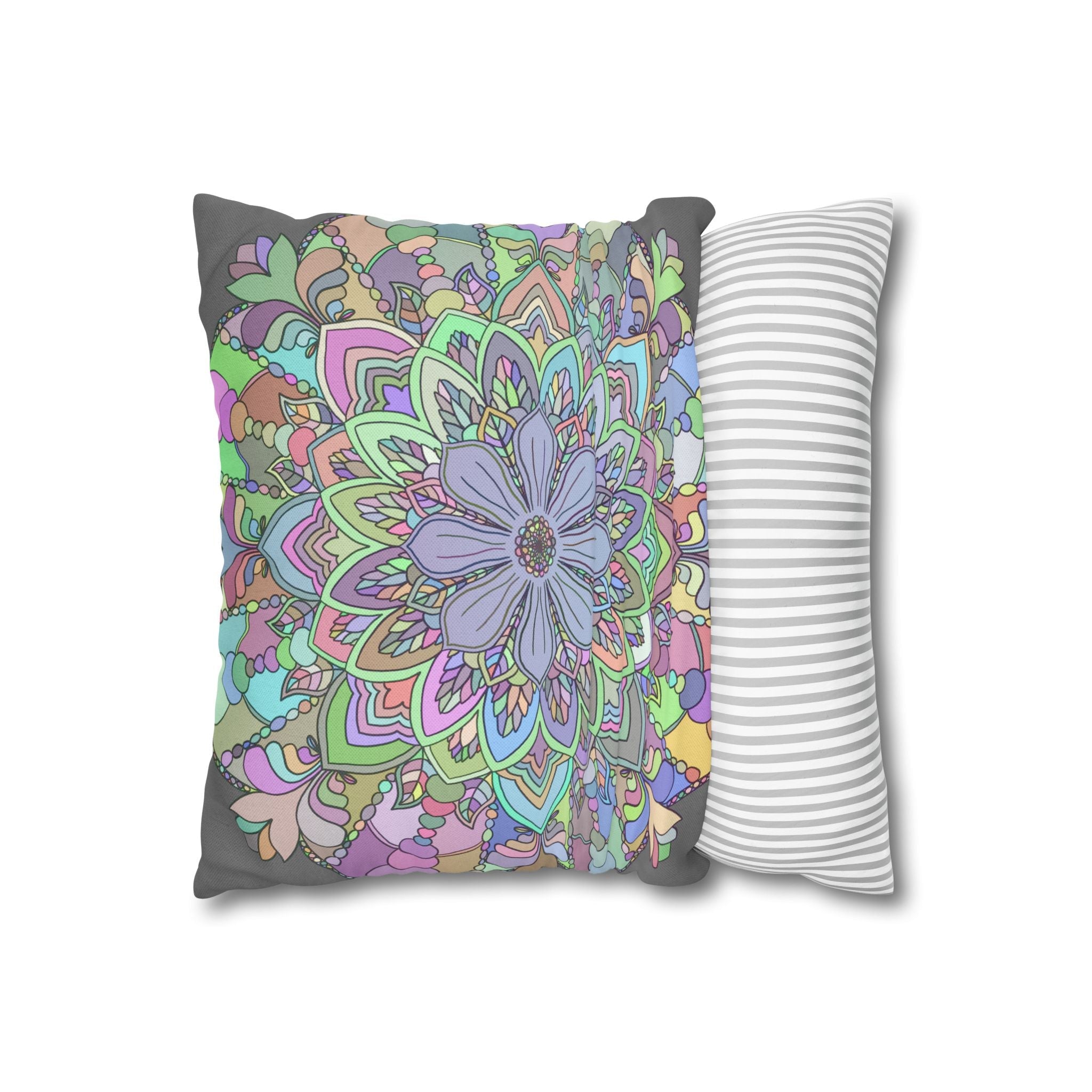 Spun Polyester Square Pillowcase Mandala Art - Original Fine Art - Hand - drawn - Pastel colors - Blululi