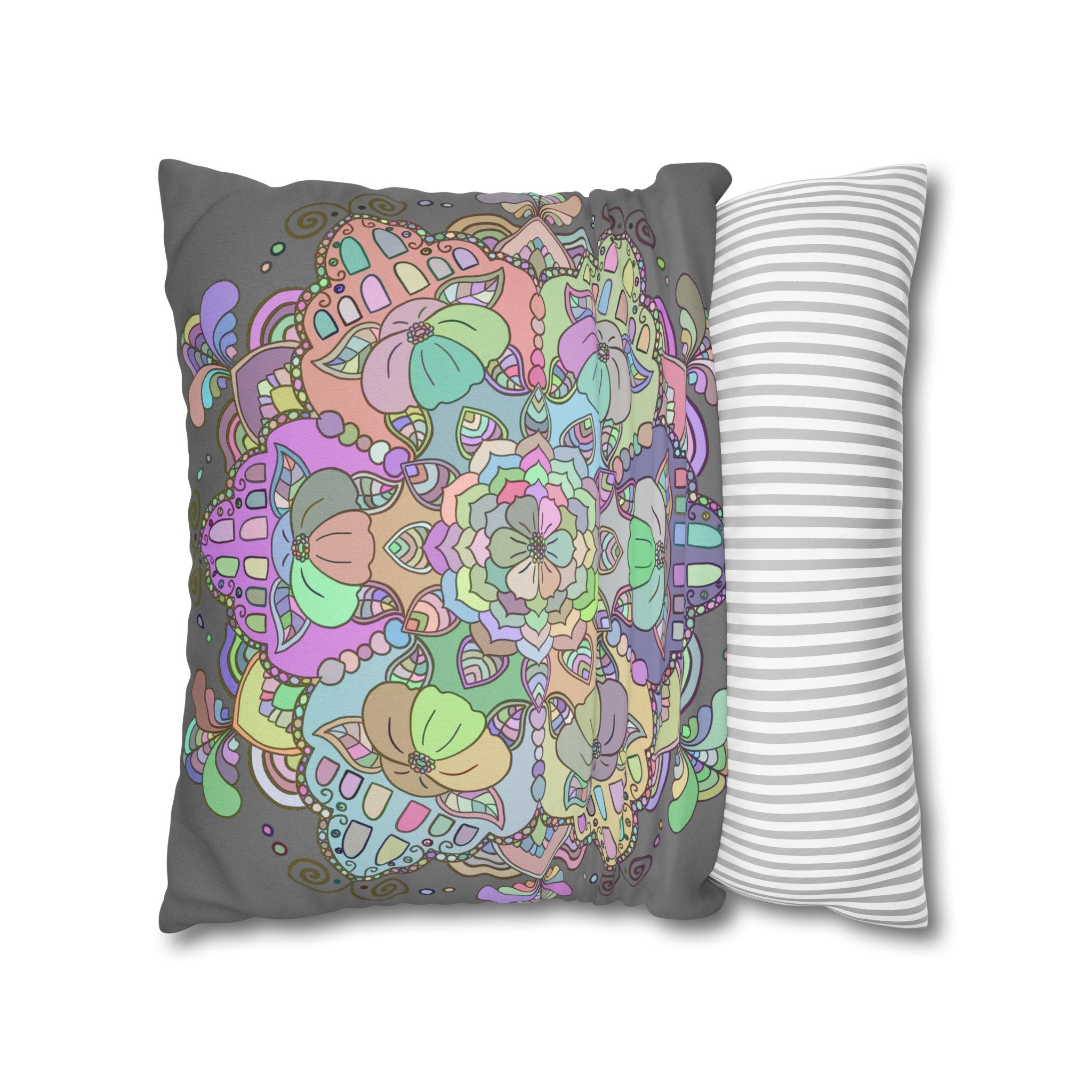 Spun Polyester Square Pillowcase Mandala Art - Original Fine Art - Hand - drawn - Pastel colors - Blululi