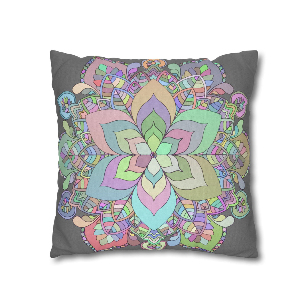 Spun Polyester Square Pillowcase Mandala Art - Original Fine Art - Hand - drawn - Pastel colors - Blululi