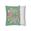 Spun Polyester Square Pillowcase Mandala Art - Original Fine Art - Hand - drawn - Pastel colors, Light Moss Green - Blululi