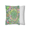 Spun Polyester Square Pillowcase Mandala Art - Original Fine Art - Hand - drawn - Pastel colors, Light Moss Green - Blululi