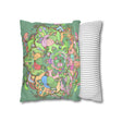 Spun Polyester Square Pillowcase Mandala Art - Original Fine Art - Hand - drawn - Pastel colors, Light Moss Green - Blululi